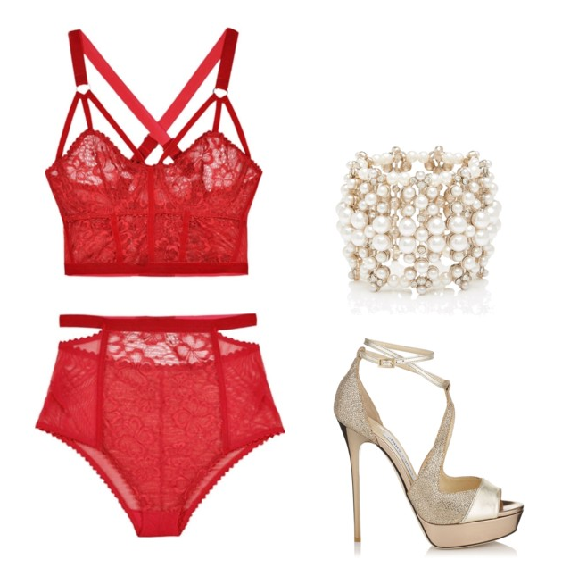 Red and Gold Holiday Lingerie 